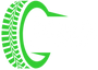 Green tire tread pattern logo on a white background